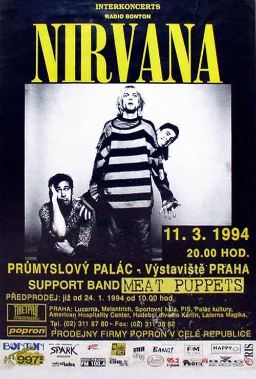 Úmrtí oplakali také Češi. 11. března 1994 se měl uskutečnit koncert Nirvany na pražském Výstavišti, který však agentura Interkoncerts zrušila po takzvaném římském incidentu. Zhruba týden předtím se zpěvák v Itálii předávkoval prášky v kombinaci s alkoholem a skončil v nemocnici, kde mu doktoři jen tak tak zachránili život. V reakci na tuto událost, leckým považovanou za Cobainův první pokus spáchat sebevraždu, management zrušil zbytek turné. | Foto: archiv agentury Interkoncerts