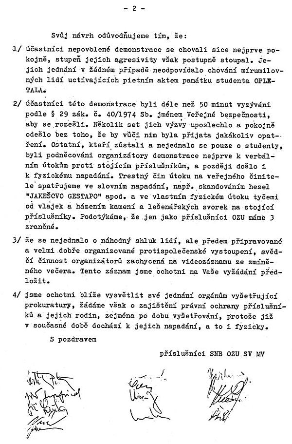 Dopis OZU vojenskému prokurátorovi Janu Megelovi: "Vážený soudruhu, () nejsme si vědomi, že bychom porušili zákon." | Foto: Úřad dokumentace a vyšetřování zločinů komunismu