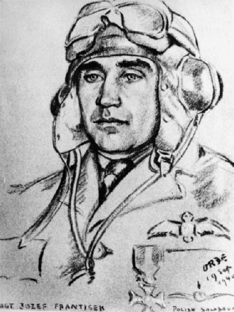 Portrét Sgt. Josefa Františka po dekorování polským řádem Virtuti Militari V. tř. Autorem kresby je slavný kapitán Cuthbert Julian Orde (1888-1968), který portrétoval nejslavnější piloty RAF. Portrét byl zhotoven 19. 9. 1940, kdy měl František na svém kontě dvanáct sestřelů: deset dní po námi zmiňované epizodě a devatenáct dní před svou smrtí při letecké nehodě. | Foto: Archiv Jiřího Rajlicha