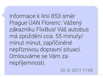 SMS od FlixBusu | Foto: Michal Kopecký