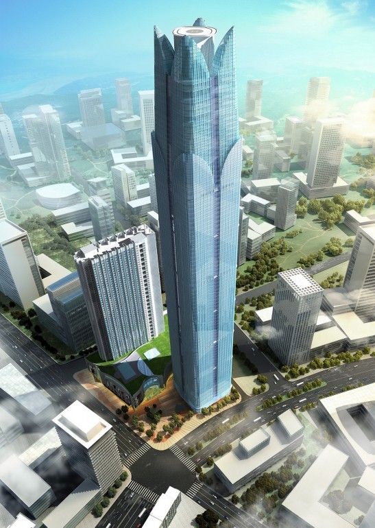 Nanning Logan Century 1 - stavba vysoká 383 metrů má být zcela dokončena v příštím roce. Inspirována je mimo jiné architekturou proslulé Empire State Building. Vyrůstá v čínském městě Nanning. | Foto: DLN Architects