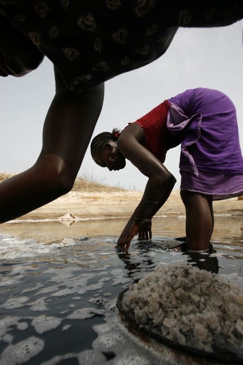 ...tohle je Mariama Diok (28) sbírající ručně krystaly soli... | Foto: REUTERS/Finbarr O'Reilly