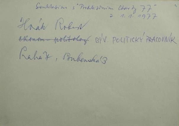 Souhlas Roberta Horáka s Chartou 77 | Foto: Archiv MV
