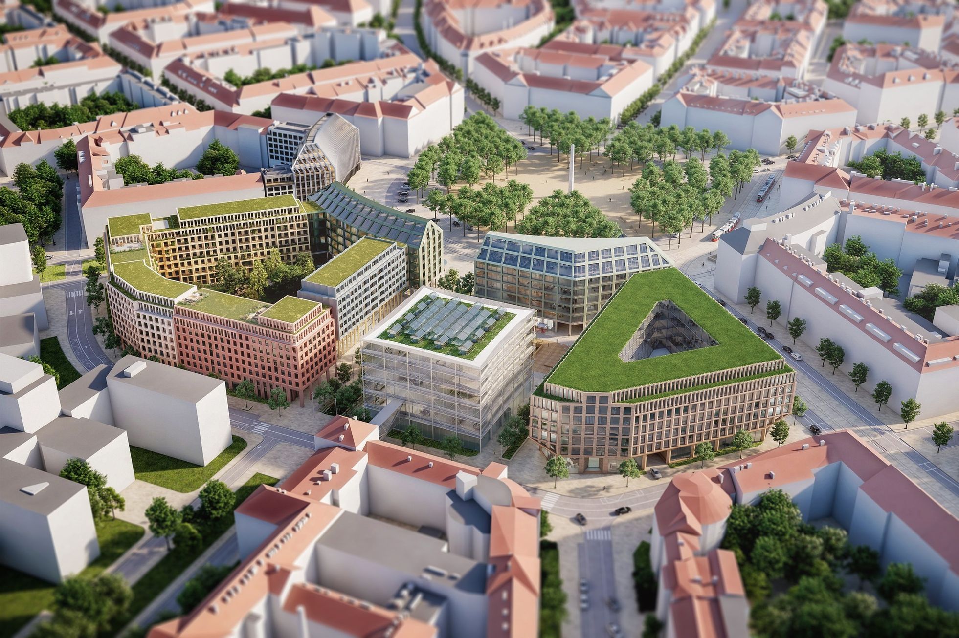 Prague presented five proposals for the completion of Kulaťák.  This is what Victory Square could look like