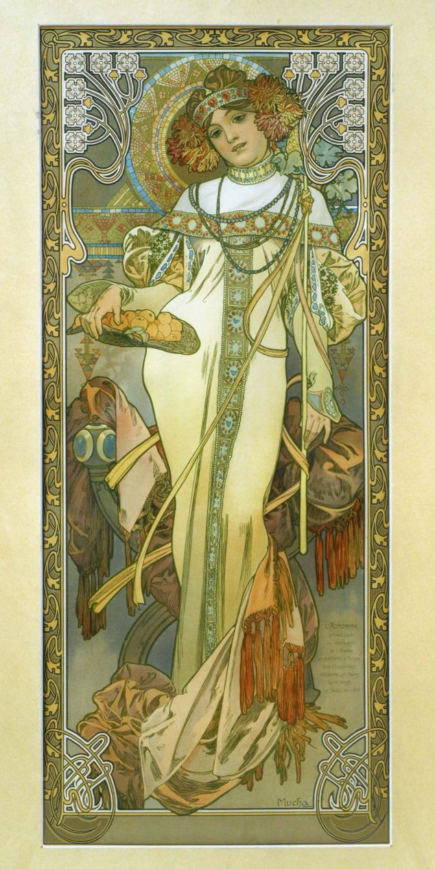 Alfons Mucha: Automne. F. Champenois, Paříž, Francie, 1899, barevná litografie. | Foto: Západočeské muzeum v Plzni