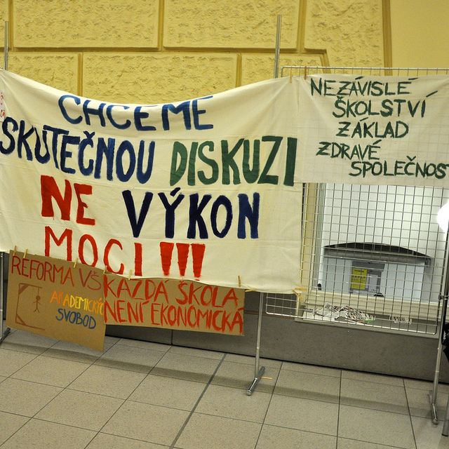 Noc univerzit v Brně - transparenty na protestní pochod. | Foto: Jan Martinek, Masarykova univerzita