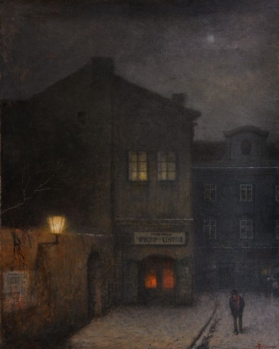 Jakub Schikaneder: Staropražské nokturno  cena: 6 960 000 Kč / Galerie Kodl | Foto: Kodl