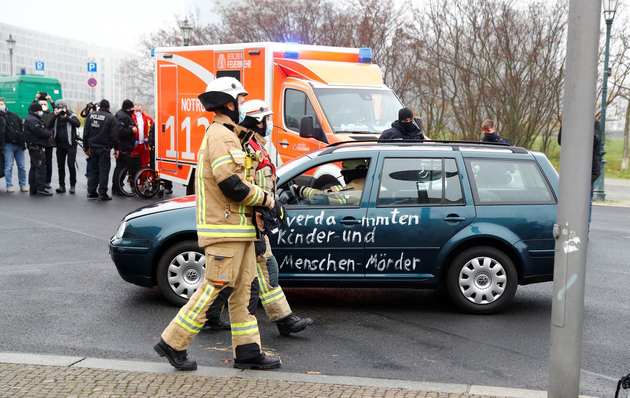 Apparently a car crashed into the fence of Merkel’s residence.  Police detained the driver