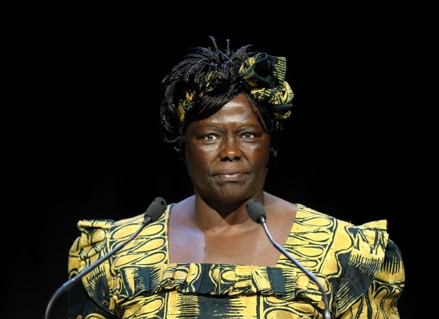 Wangari Maathaiová získala roku 2004 coby první africká žena Nobelovu cenu míru. Jako jediné ze všech řečníků ji lidé v sálu tleskali vestoje | Foto: Archiv EK