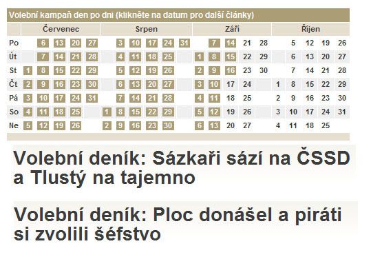 Spustili jsme volební deník - ,,Kdyby Volební deník mohl něco změnit, už dávno by ho zakázali." Tak tohle motto jste si mohli od 1. července 2009 pravidelně číst u nového deníčku, který pod taktovkou editorů Davida Slížka a Michala Žáka stručně a přehledně zaznamenával, co se ten který den kolem voleb odehrálo - v kandidujících stranách, v životě jejich politiků anebo také v životě voličů. Smyslem deníku bylo zvýšit komfort, s jakým dostáváte informace. A: zřejmě se nám to podařilo, o čemž svědčí návštěvnost textů i reakce čtenářů. Nic na tom nezměnil fakt, že volby nakonec nebyly...  Zde si můžete přečíst redakční  komentář, proč jsme spustili deníček.  Zde pak naleznete úplně první volební deník. | Foto: Aktuálně.cz