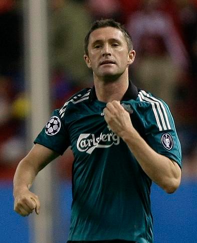 Robbie Keane z Liverpoolu oslavuje gíol do sítě Atlétika Madrid | Foto: Reuters