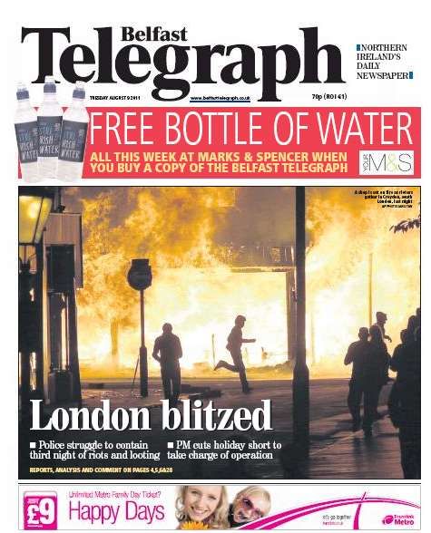 Belfast Telegraph: "Rozbombardovaný Londýn". | Foto: http://www.frontpagestoday.co.uk