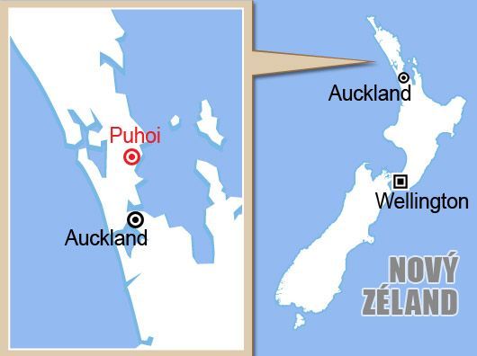 Nový Zéland - Puhoi - mapa