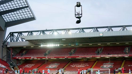 fotbal, anglická liga 2020/2021, Premier League - Liverpool v Manchester City, pavoučí kamera