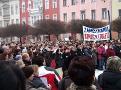 Demonstrace odborářů v Ústí nad Labem.
