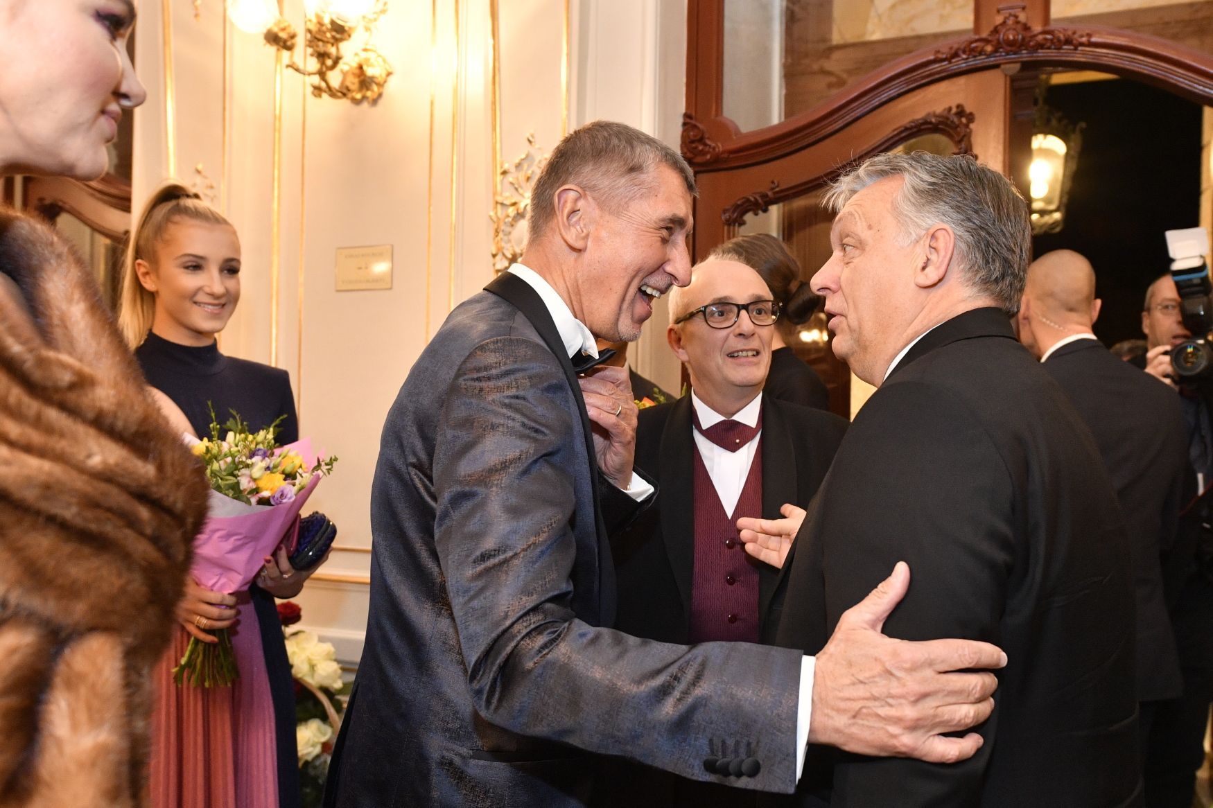 Otevření Státní opery. Český premiér Andrej Babiš a jeho maďarský protějšek Viktor Orbán.