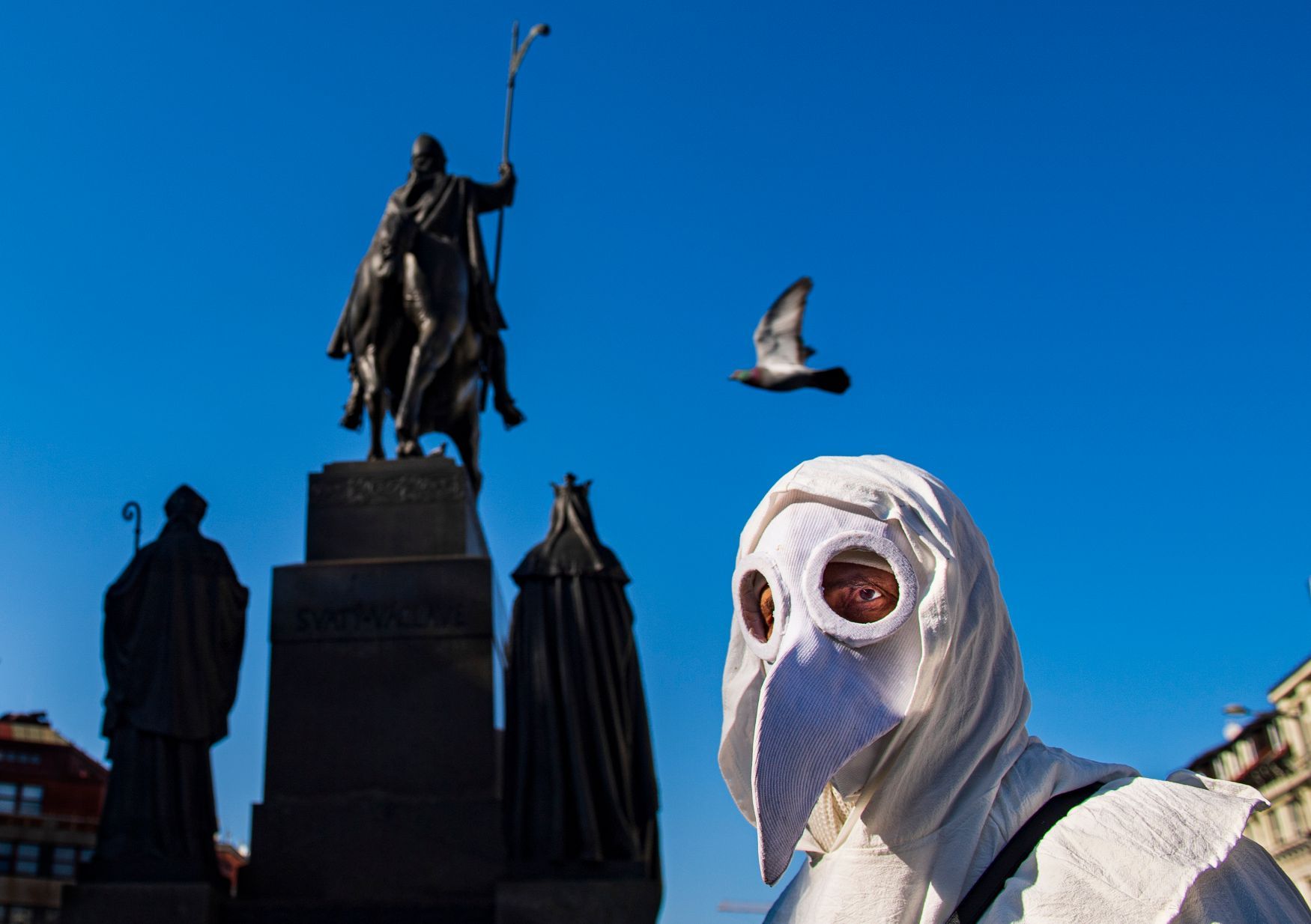 Protesty, koronavirus, Praha, Václavské náměstí