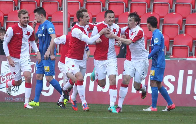 Fotbal, Slavia Praha - Liberec: Martin Dobrotka slaví gól