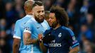 Real Madrid's Marcelo with Manchester City's Nicolas Otamendi