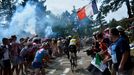 Race leader's yellow jersey Team Sky rider Christopher Froome of Britain climbs the Mont Ventoux during the 242.5 km fifteenth stage of the centenary Tour de France cycli