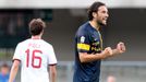 Luca Toni (Hellas Verona) slaví branku v síti AC Milán