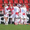 Slávistická radost v zápase Evropské ligy Slavia Praha - Bayer Leverkusen