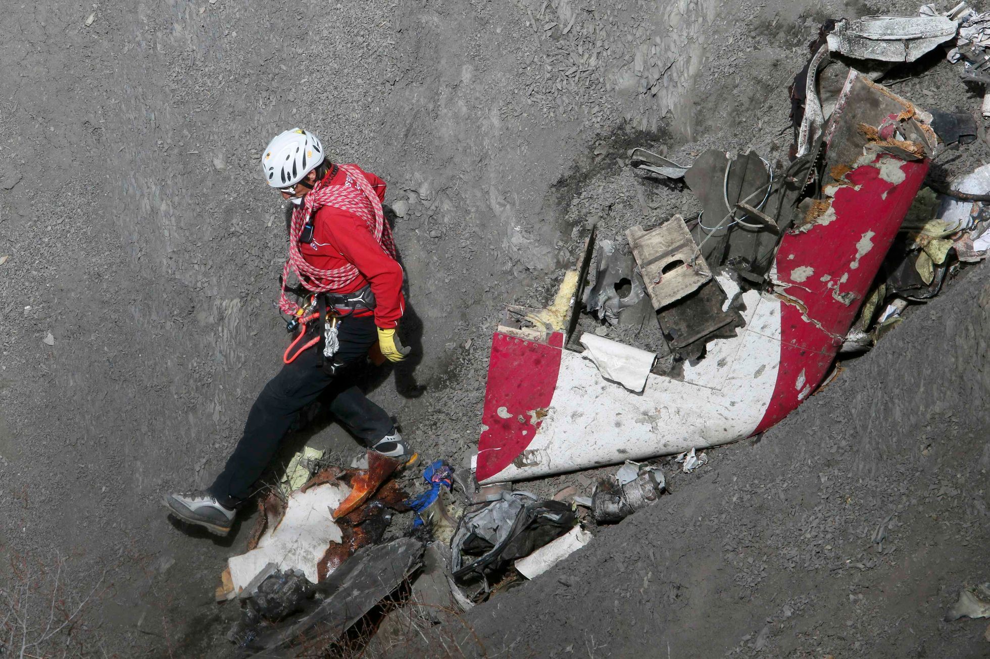 Francouzský záchranář u trosek letadla Germanwings v Alpách