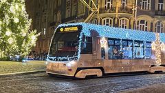 tram, vánoce, praha, tramvaj