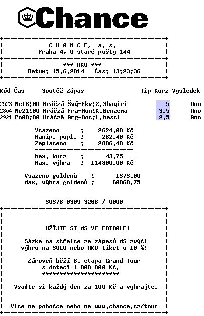 Tiket Chance - výhra 114 tisíc na tři nejlepší hráče