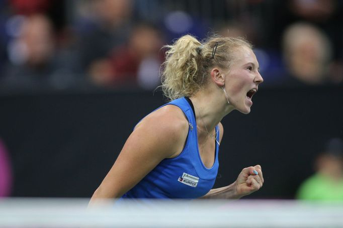 Kateřina Siniaková ve finále Fed Cupu 2018 Česko - USA