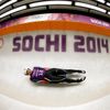 Germany's Huefner speeds down the track during the women's luge training at the Sanki sliding center in Rosa Khutor near Sochi
