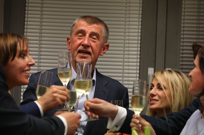 Andrej Babiš. Záběr z volebního štábu Hnutí ANO. Praha, 26. 5. 2019.