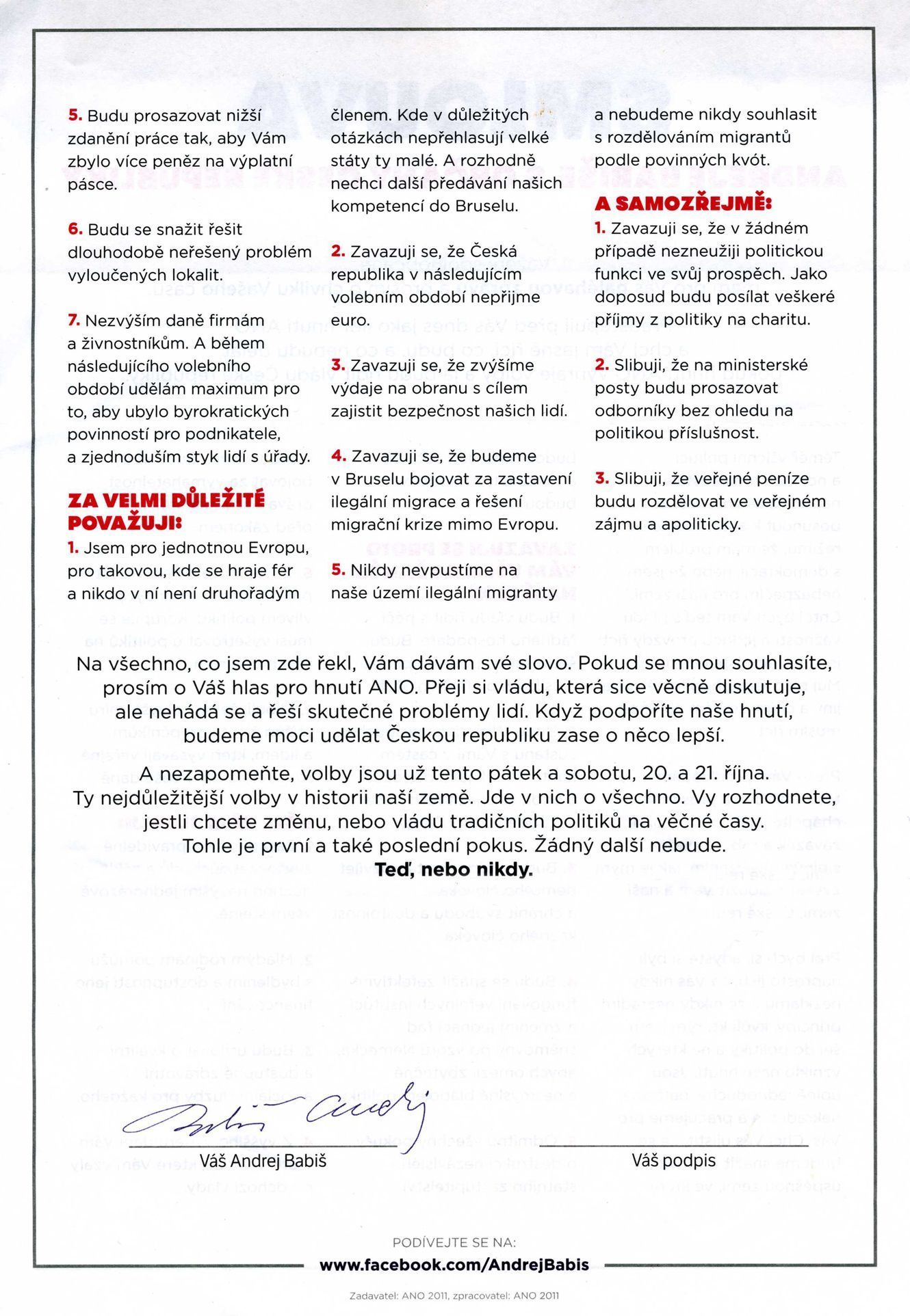 Smlouva Andreje Babiše s voliči, strana 2