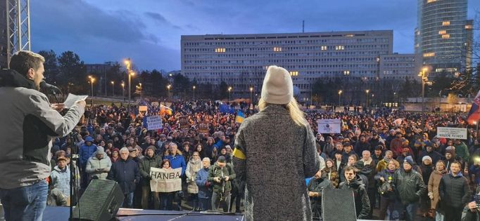 Snímek z akce občanského sdružení Mír Ukrajině na Slovensku.