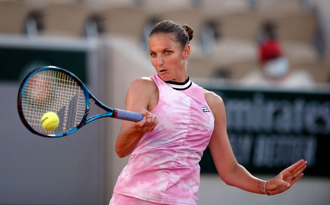 Tennis - French Open - Roland Garros, Paris, France - June 1, 2021 Czech Republic's Karolina Pliskova in action during her first round match against Croatia's Donna Vekic