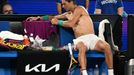 Tennis - Australian Open - Men's Singles Final - Melbourne Park, Melbourne, Australia - January 30, 2022 Spain's Rafael Nadal during a break in play against Russia's Dani