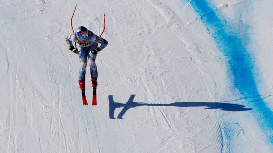 Ester Ledecká při tréninku na sjezd v rámci MS v Cortině d'Ampezzo