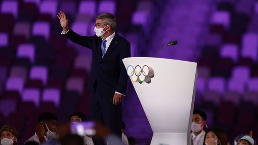 Šéf MOV Thomas Bach při slavnostním zahájení olympiády v Tokiu 2020