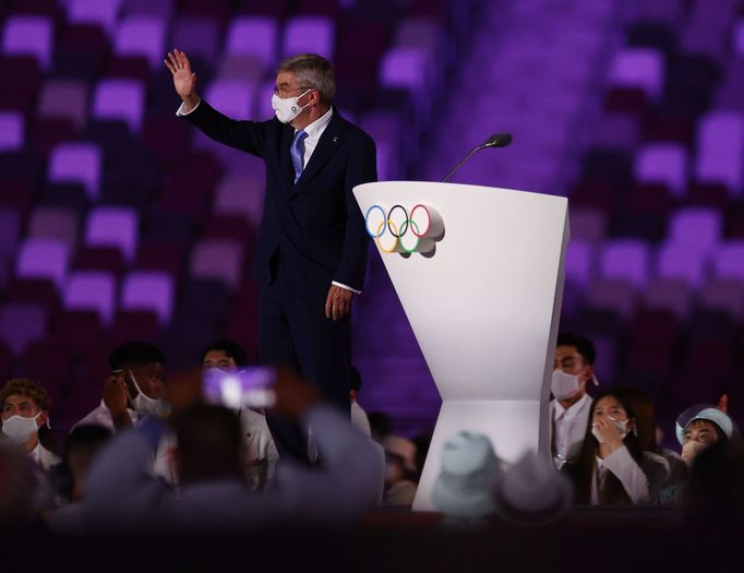 Šéf MOV Thomas Bach při slavnostním zahájení olympiády v Tokiu 2020