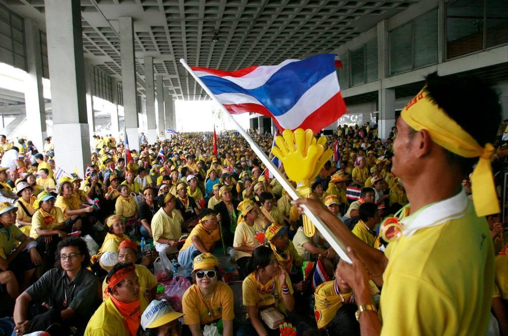 Thajsko - Protivládní protest u letiště Don Muang