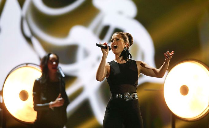 Singer Ann Sophie representing Germany performs during a dress rehearsal for the upcoming 60th annual Eurovision Song Contest In Vienna