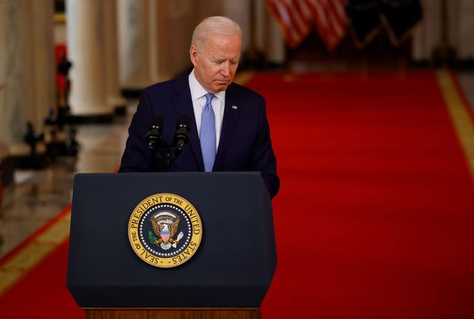 Prezident Joe Biden při svém projevu po stažení amerických vojáků z Afghánistánu.