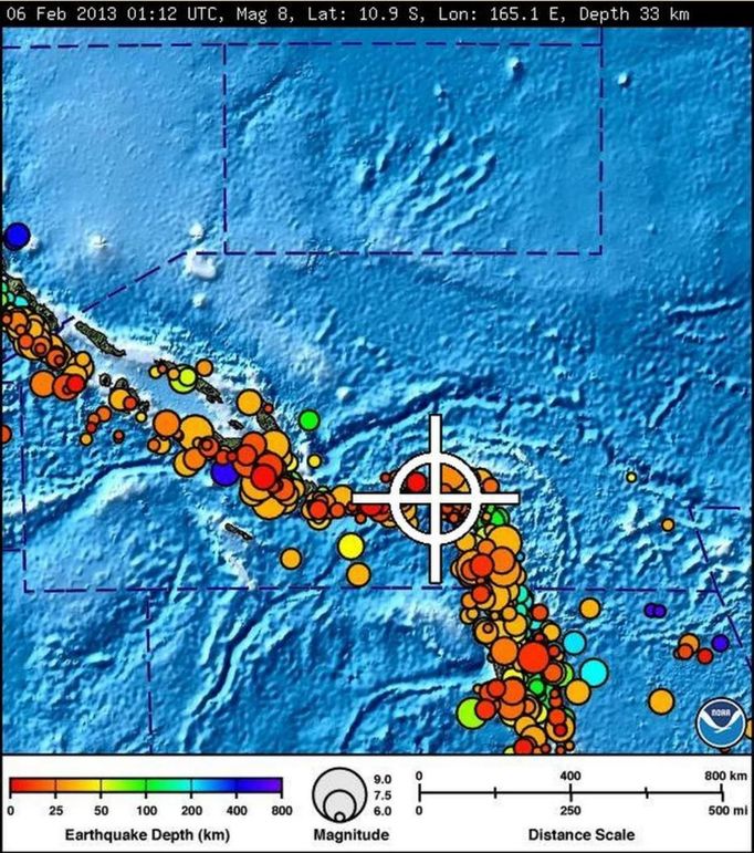 Výstraha Pacifického centra pro včasné varování před tsunami