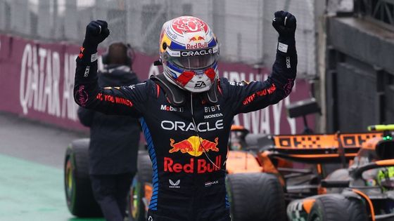 Max Verstappen z Red Bullu slaví vítězství ve VC Brazílie F1 2024