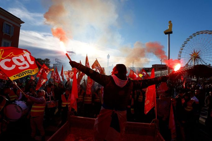 Demonstrace v Nice kvůli důchodové reformě, 19. ledna 2023.