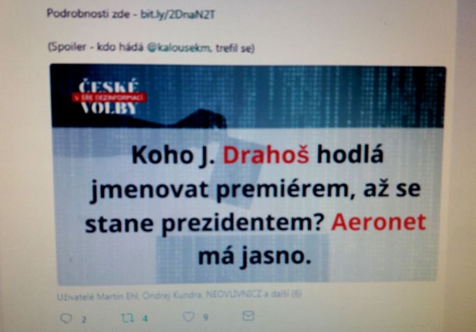 Proruský server Aeronet je součástí kampaně proti Jiřímu Drahošovi a pro Miloše Zemana. Vědce se pokouší dehonestovat.