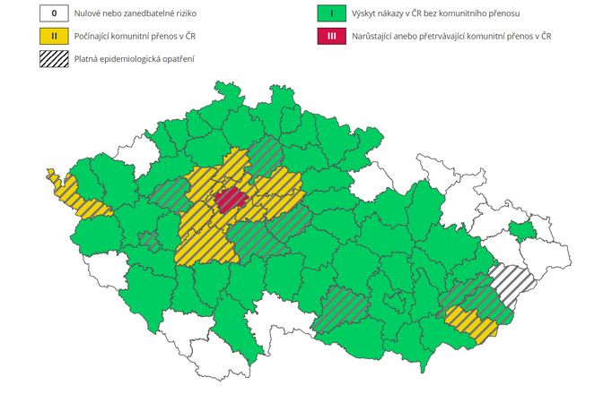 Mapa šíření koronaviru 18. 9. 2020.