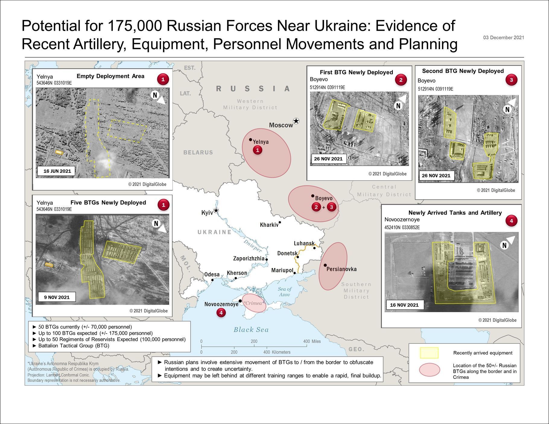 Ruské jednotky invaze Ukrajina 2021 mapa