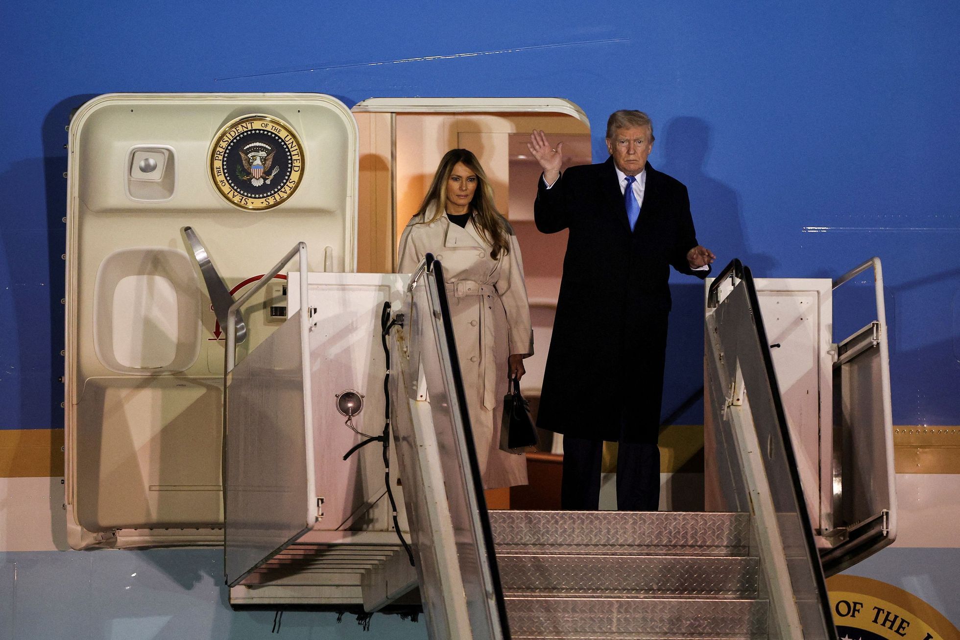 Donald Trump, Melania Trump, letadlo, Řím