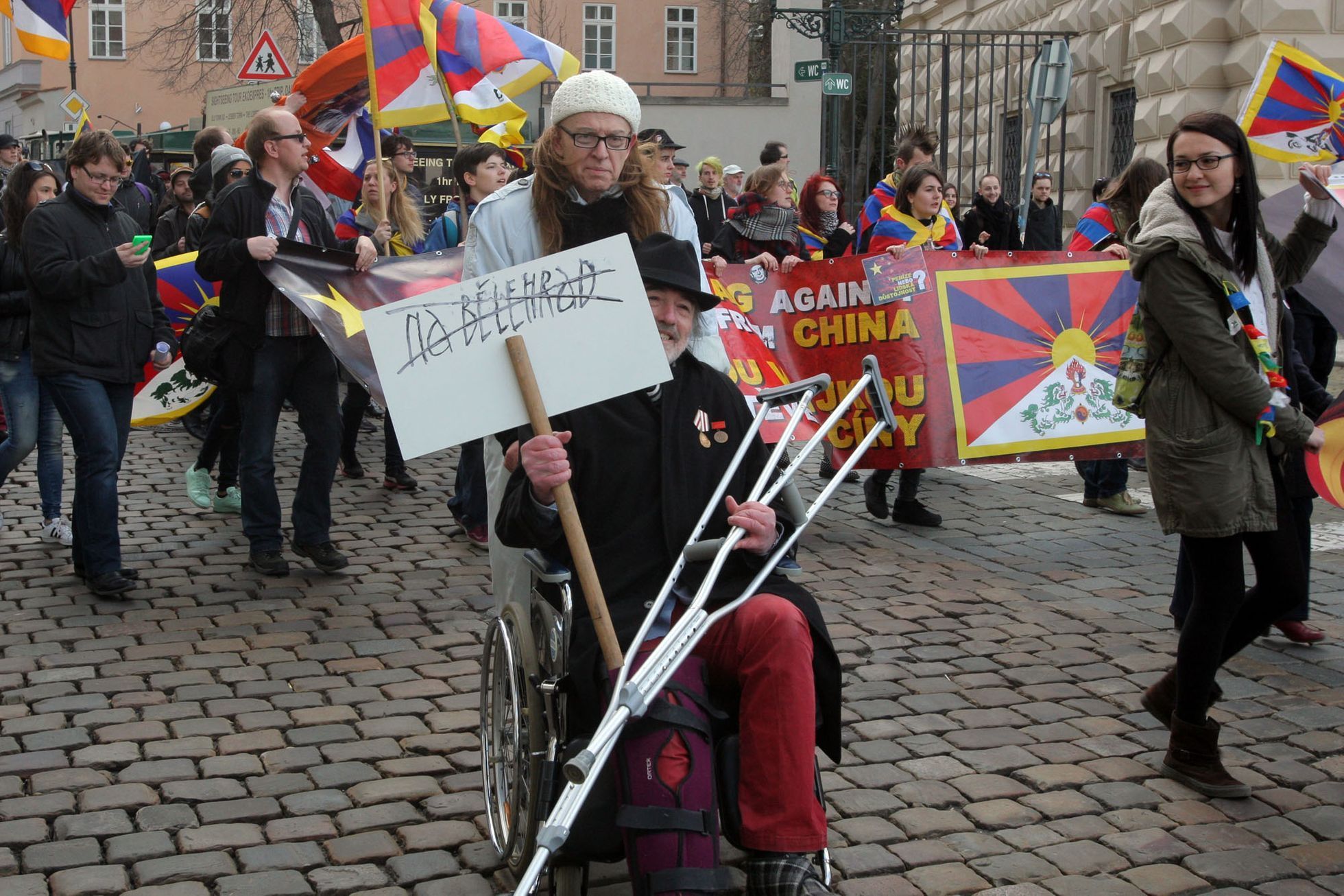 Demonstrace za svobodný Tibet a demokracii v Česku